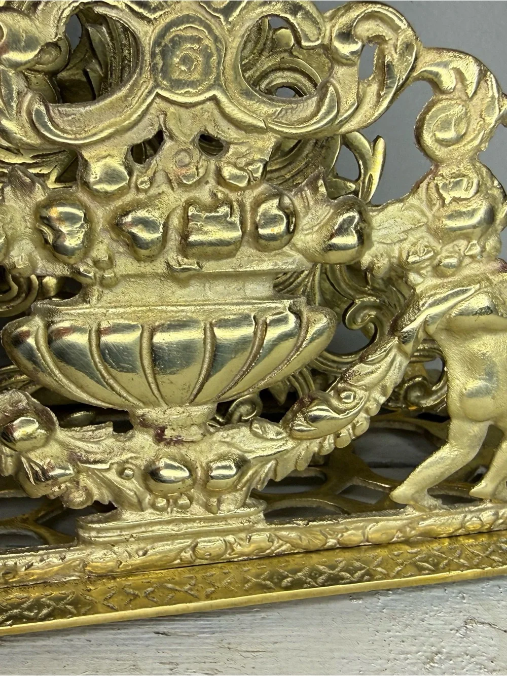 VTG Brass Ornate Victorian Desk Mail Letter Organizer w/Cherubs Andrea by Sadek